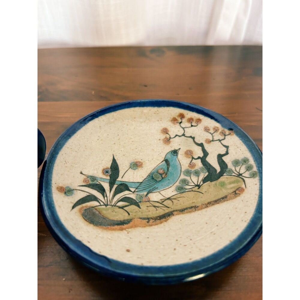 Vintage 1970s Mexican Tonala Pottery Cup and Saucer Set - Signed